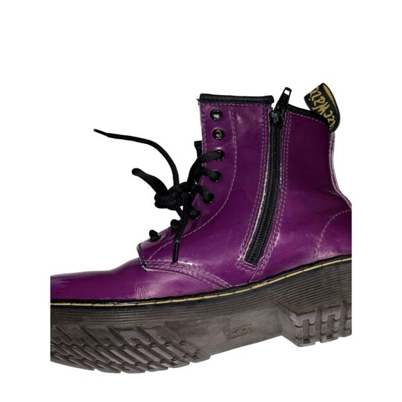 Dr. Martens JUNIOR 1460 Purple & Black Patent Leather Lace Up Boots size 2 - Picture 7 of 12